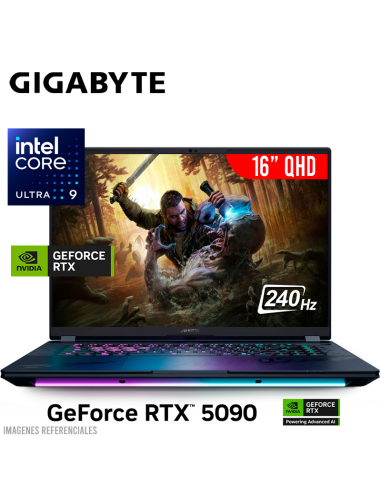 LAPTOP GAMER GIGABYTE AORUS MASTER 16 AM6H ULTRA 9-275HX 32GB 1TB SSD GEFORCE RTX 5090 24GB 16" QHD OLED 240HZ WINDOWS 11 (BZHC6