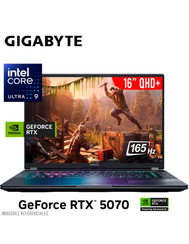 LAPTOP GAMER GIGABYTE AORUS 16 AE6H ULTRA 9-275HX 32GB 1TB SSD GEFORCE RTX 5070 8GB 16 QHD+ 165HZ WINDOWS 11 (BWHC3USC64SH)