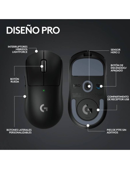 MOUSE LOGITECH PRO X SUPERLIGHT 2 (910-006629) WIRELESS| HERO 2| BLACK