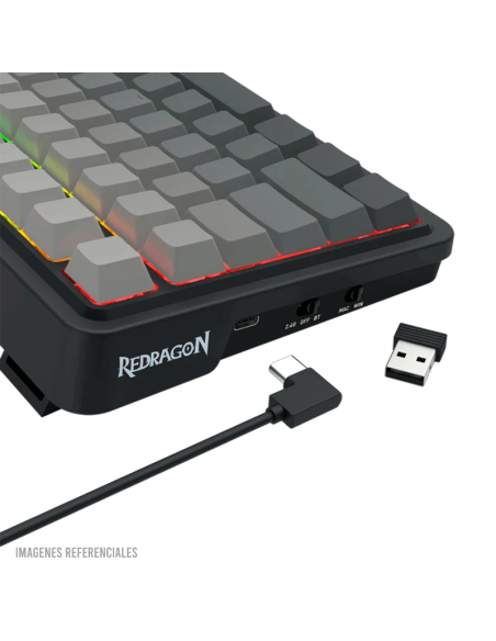 TECLADO GAMER REDRAGON EISA PRO (K686SP-RGB-PRO) SWITCH LEOPARD L| WIRED- WIRELESS- BT| LED-RGB| BLACK DEGRADADO