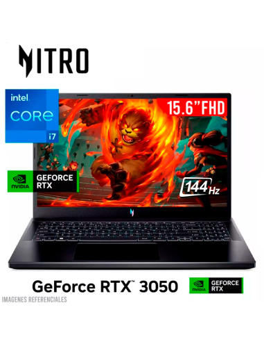 LAPTOP GAMER ACER NITRO V15 ANV15-51-7353 I7-13620H 16GB DDR5 512GB SSD T. VIDEO RTX 3050 6GB WINDOWS 11 ( NH.QN9AL.00A )