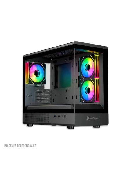 CASE ANTRYX FX-630M BLACK ( AC-FX630MK ) S/FUENTE | PANEL VIDRIO | LED-ARGB
