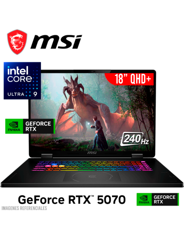 LAPTOP GAMER MSI 18 HX A2XWGKG-012US ULTRA 9-275HX 32GB 1TB SSD GEFORCE RTX 5070 8GB 18 QHD+ 240HZ WINDOWS 11