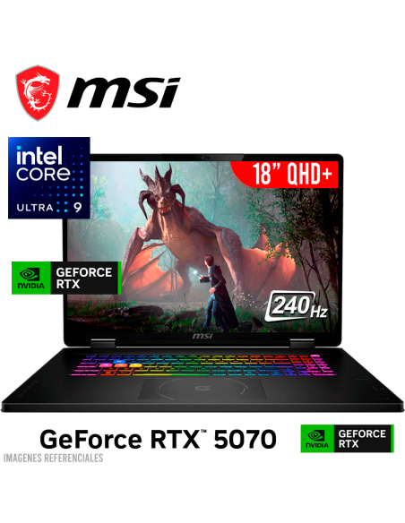 LAPTOP GAMER MSI 18 HX A2XWGKG-012US ULTRA 9-275HX 32GB 1TB SSD GEFORCE RTX 5070 8GB 18 QHD+ 240HZ WINDOWS 11