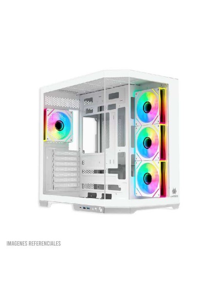 CASE ANTRYX FX 800 WHITE ( AC-FX800W ) S/FUENTE | VIDRIO TEMPLADO| USB-C | LED-ARGB