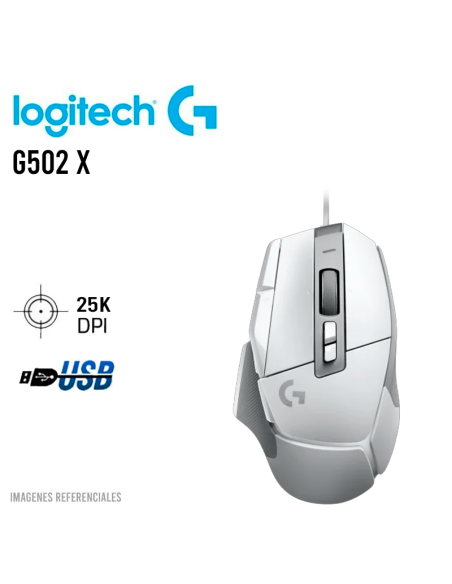 MOUSE GAMER LOGITECH G502 X (910-006144) SENSOR HERO 25K | WHITE