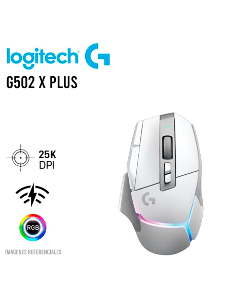 MOUSE LOGITECH G502 X PLUS ( 910-006170 ) WHITE | LIGHTSPEED | HERO 25K | LED-RGB