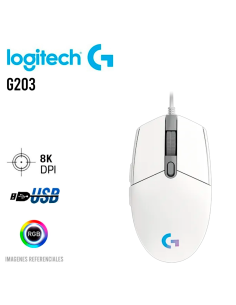 MOUSE GAMER LOGITECH G203 WHITE LIGHTSYNC ( 910-005794 )...