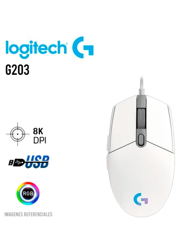 MOUSE GAMER LOGITECH G203 WHITE LIGHTSYNC (...