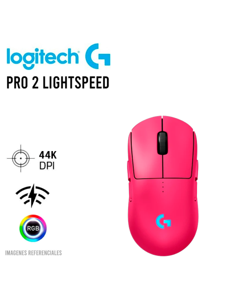MOUSE GAMER LOGITECH G PRO 2 LIGHTSPEED (910-007291) WIRELESS | MAGENTA | HERO 2 - 44K DPI | LED-RGB