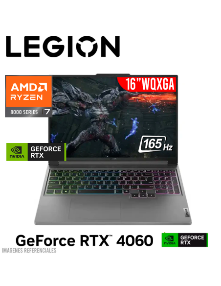 LAPTOP GAMER LENOVO LEGION SLIM 5 16AHP9 RYZEN 7-8845HS 16GB 512GB SSD RTX 4060 16.0" WQXGA FREEDOS (83DH0086LM)