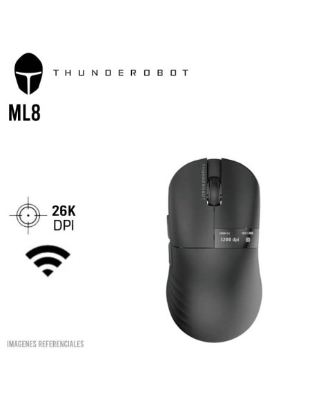 MOUSE GAMER THUNDEROBOT ( ML8 NEGRO ) WIRELESS  CON PANTALLA | SENSOR PAW3395 PRO | 26K DPI