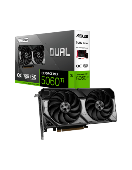 TARJETA DE VIDEO ASUS RTX 5060TI 16GB DUAL OC GDDR7 (90YV0MH0-M0AA00) 128 BIT