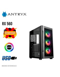 CASE ANTRYX RX 560 BLACK ( AC-RX560K ) S/FUENTE | VIDRIO...