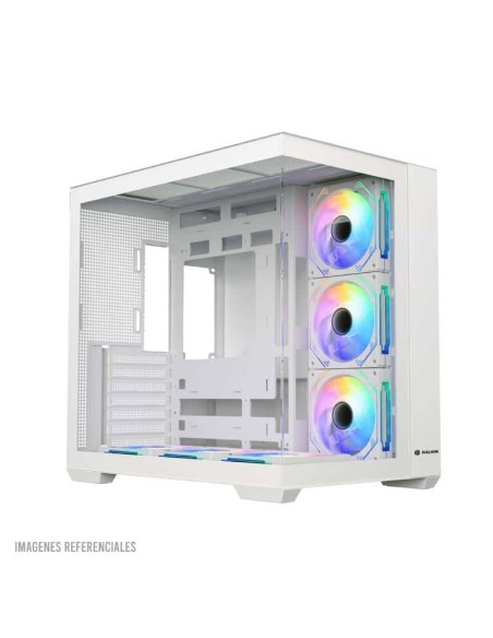 CASE GAMER HALION FISH TANK C708 WHITE ( C708 ) S/FUENTE | VIDRIO TEMPLADO | 6 LED-ARGB