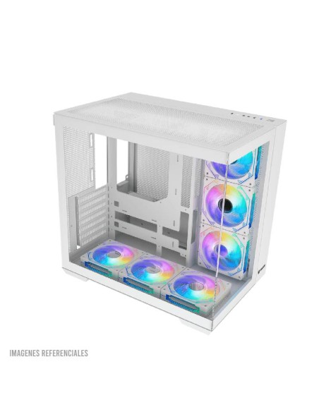 CASE GAMER HALION FISH TANK C708 WHITE ( C708 ) S/FUENTE | VIDRIO TEMPLADO | 6 LED-ARGB