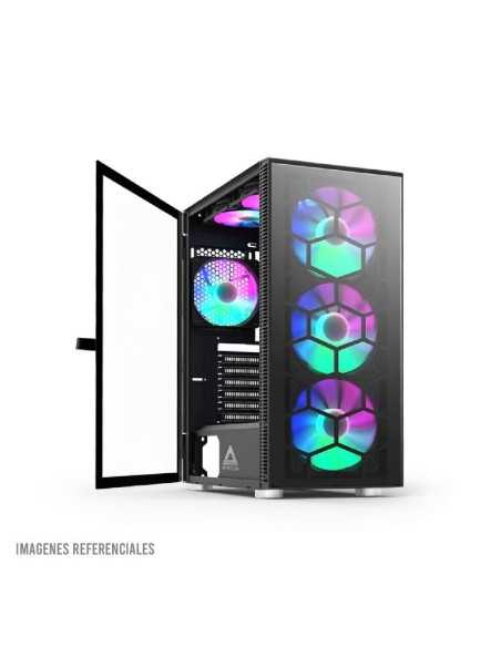 CASE MONTECH X3 GLASS S/FUENTE|VIDRIO TEMPLADO|LED-RGB|NEGRO