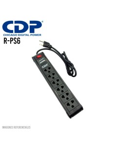 SUPRESOR DE PICO CDP 6 TOMAS NEGRO 220V (R-PS6)