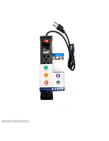 SUPRESOR DE PICO CDP 6 TOMAS NEGRO 220V (R-PS6)