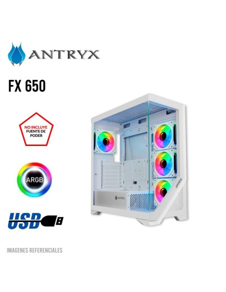CASE GAMER ANTRYX FX 650 WHITE ( AC-FX650W ) S/FUENTE | PANEL VIDRIO | LED-ARGB