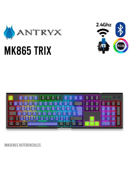 TECLADO GAMER ANTRYX MK865 TRIX ( AMK-865TXKBL-SP ) NEGRO/LILA | SWITCH OUTEMU BLUE | LED-RGB