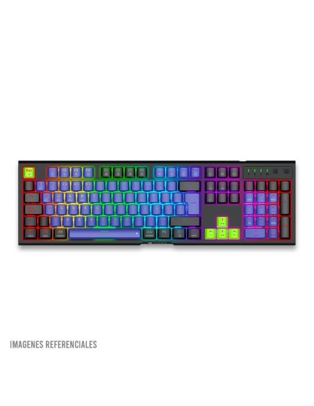 TECLADO GAMER ANTRYX MK865 TRIX ( AMK-865TXKBL-SP ) NEGRO/LILA | SWITCH OUTEMU BLUE | LED-RGB