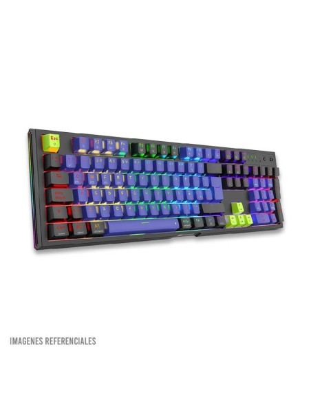 TECLADO GAMER ANTRYX MK865 TRIX ( AMK-865TXKBL-SP ) NEGRO/LILA | SWITCH OUTEMU BLUE | LED-RGB