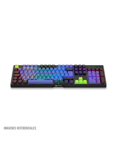 TECLADO GAMER ANTRYX MK865 TRIX ( AMK-865TXKBL-SP ) NEGRO/LILA | SWITCH OUTEMU BLUE | LED-RGB