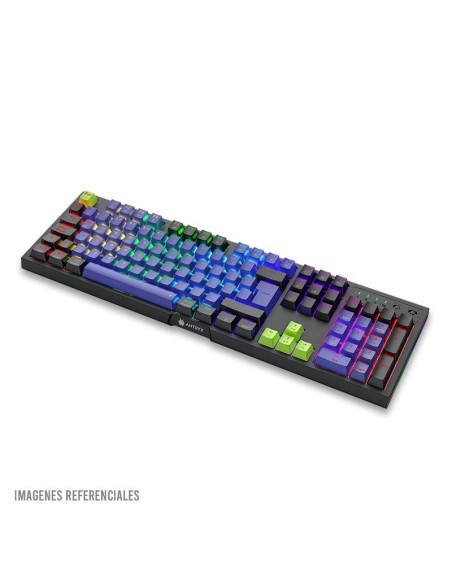 TECLADO GAMER ANTRYX MK865 TRIX ( AMK-865TXKBL-SP ) NEGRO/LILA | SWITCH OUTEMU BLUE | LED-RGB