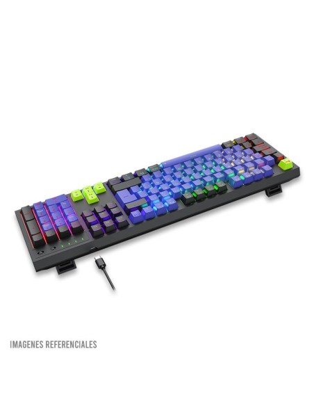 TECLADO GAMER ANTRYX MK865 TRIX ( AMK-865TXKBL-SP ) NEGRO/LILA | SWITCH OUTEMU BLUE | LED-RGB