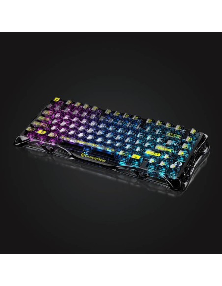 TECLADO GAMER GRAVASTAR K1 LITE ( GSK1LITE-XTAL-BLK ) WIRELESS - BT - WIRED | SWITCH BSUN LINEAR | LED-RGB