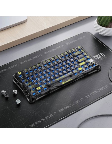 TECLADO GAMER GRAVASTAR K1 LITE ( GSK1LITE-XTAL-BLK ) WIRELESS - BT - WIRED | SWITCH BSUN LINEAR | LED-RGB