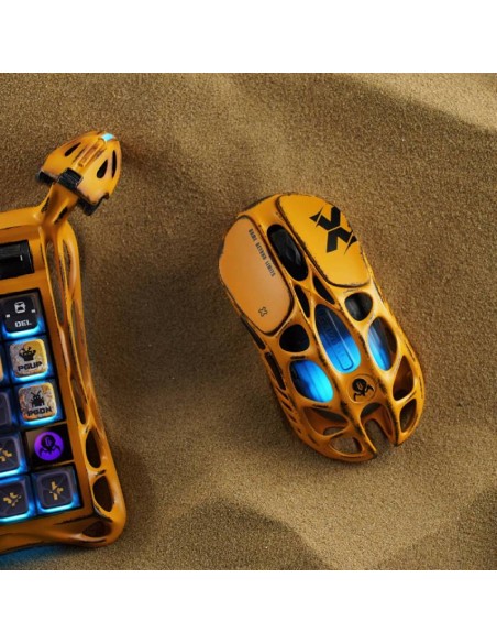 MOUSE GAMER GRAVASTAR MERCURY XPRO (GSXPRO-YLW) WIRELESS - BT - WIRED | PAW3950 - 32K DPI | BATTLE WORN YELLOW | LED-RGB