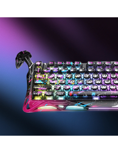 TECLADO GAMER GRAVASTAR MERCURY V75 PRO HE NEON GRAFFITI (GSV75PRO-CG-BLK) MECANICO| SWITCH HALL EFFECT| LED-RGB