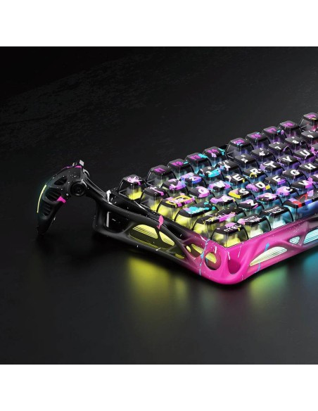 TECLADO GAMER GRAVASTAR MERCURY V75 PRO HE NEON GRAFFITI (GSV75PRO-CG-BLK) MECANICO| SWITCH GATERON MAGNETIC JADE| LED-RGB