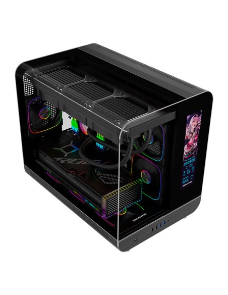 CASE GAMER ESGAMING AIRCRAFT 007 S/ FUENTE VIDRIO TEMPLADO PANTALLA LCD 3XLED-RGB