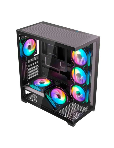 CASE GAMER HALION FISH TANK SATURNO M05 S/FUENTE VIDRIO TEMPLADO 6XLED-ARGB