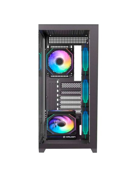 CASE GAMER HALION FISH TANK SATURNO M05 S/FUENTE VIDRIO TEMPLADO 6XLED-ARGB