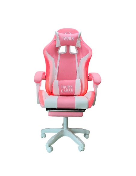 SILLA GAMER TAURX YT-1209 RGB ROSA/BLANCO | LED-RGB