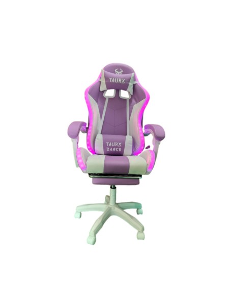 SILLA GAMER TAURX YT-1209 RGB BLANCO/LILA | LED-RGB