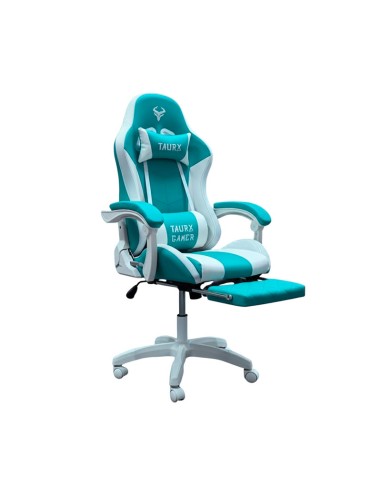 SILLA GAMER TAURX YT-1209 RGB BLANCO/TURQUESA |...