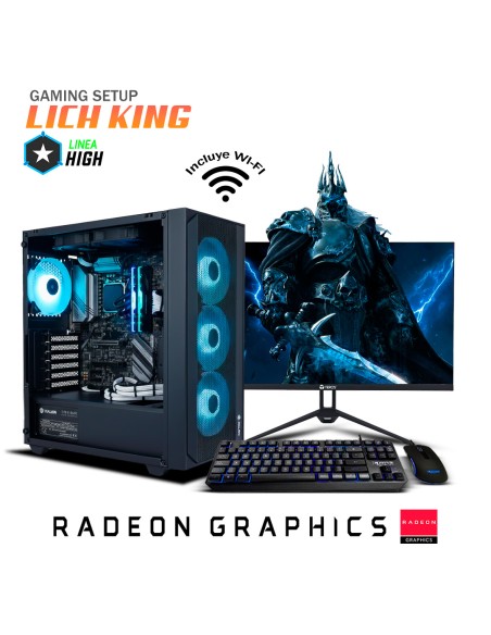 COMPUTADORA GAMER LICH KING RYZEN 7-5700G 16GB 500GB SSD + 23.8 FHD + KIT RAPTOR