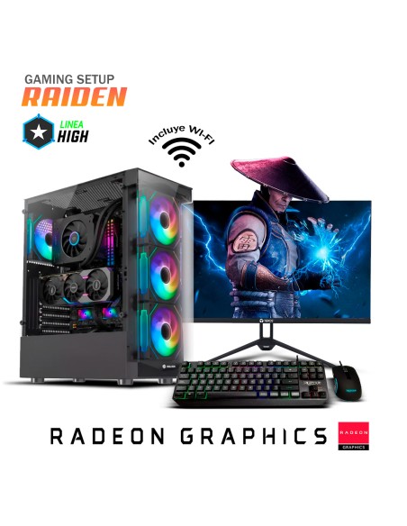 PC GAMER RAIDEN RYZEN 5 5600GT 16GB 500GB SSD +  MONITOR 23.8 FHD + KIT RAPTOR