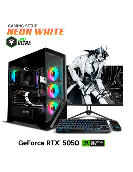 PC GAMER NEON WHITE ULTRA 5-225F 16GB 1TB SSD GEFORCE RTX 5050  8GB + 27 FHD 144HZ + KIT RAPTOR