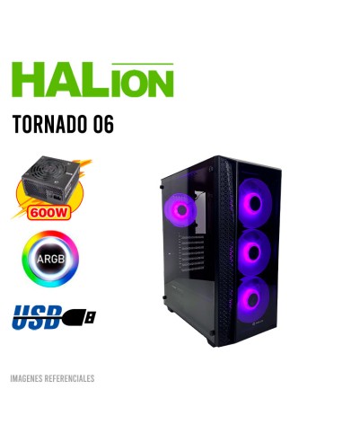 CASE GAMER HALION TORNADO 06 VIDRIO TEMPLADO|...