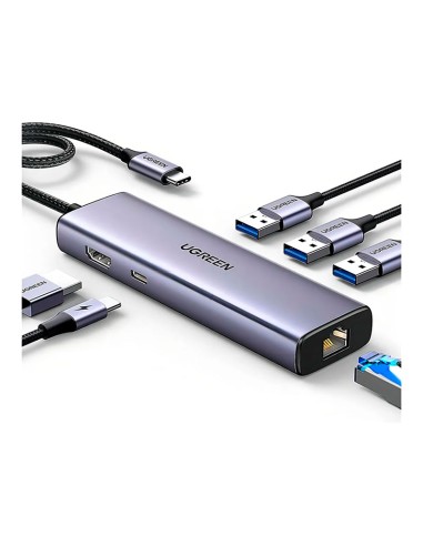 HUB USB-C UGREEN CM512 6 EN 1 (15598) 1X HDMI-...