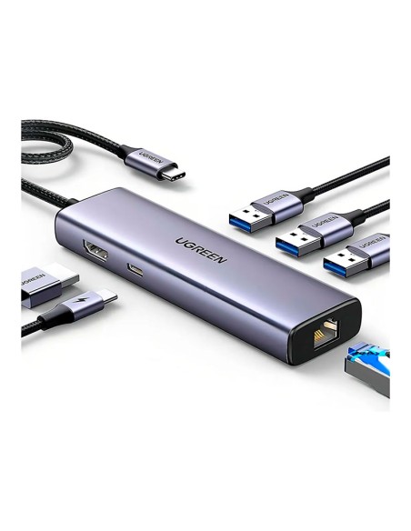 HUB USB-C UGREEN CM512 6 EN 1 (15598) 1X HDMI- 1X USB-C- 3X USB-A- 1X RJ45