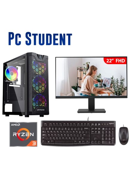 COMPUTADORA STUDENT RYZEN 3-3200G 8GB 500GB SSD + 22 FHD 100HZ + KIT MK120