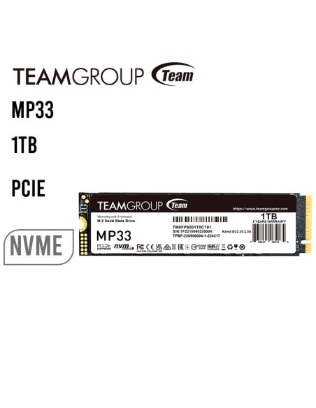 DISCO SSD TEAMGROUP MP33 1TB NVME PCIE GEN3X4 M.2 2280 TM8FP6001T0C101