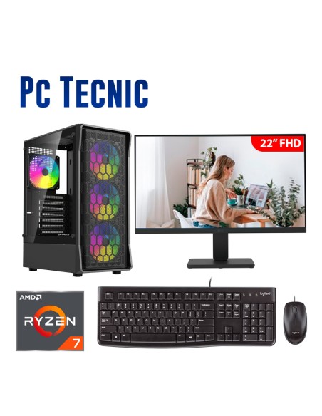 COMPUTADORA TECNIC AMD RYZEN 7 5700G 16GB 500GB SSD 22" FHD